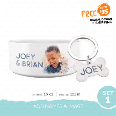 Personalized Gift Bundle - Watercolor Portrait Puppy And Boy - Basic Welcome Home Bundle